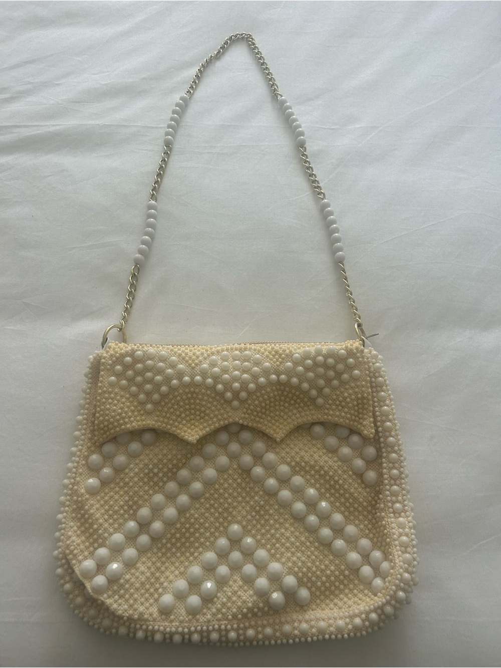 Beaded Cream Shoulder Bag - Stylish Accent Purse